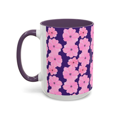 Chic Floral Coffee Mug - Pink Blossoms on Dark Background