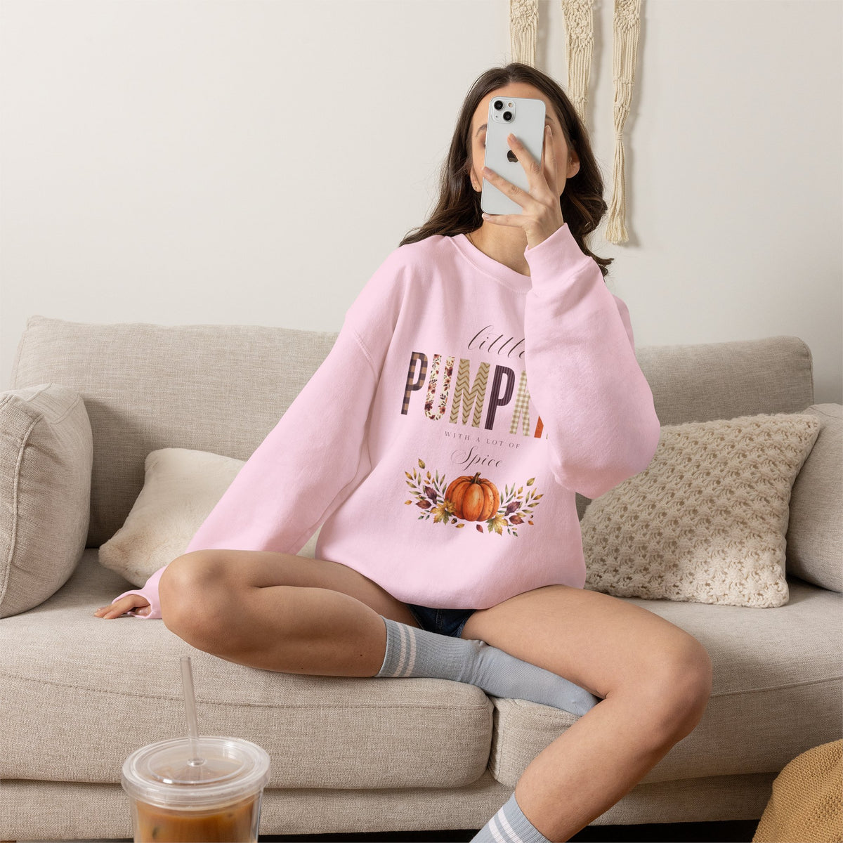 Little Pumpkin With A Little Spice" Sweatshirt – Cozy Fall Plaid & Watercolor Pumpkin Crewneck