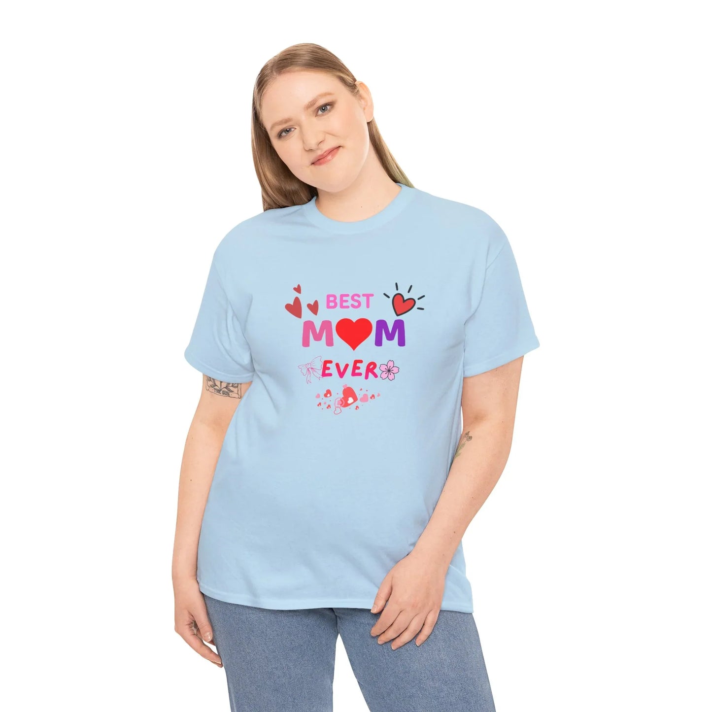 Best Mom Ever Mother’s Day T-Shirt - Aesthetic Heart & Bow Graphic Tee