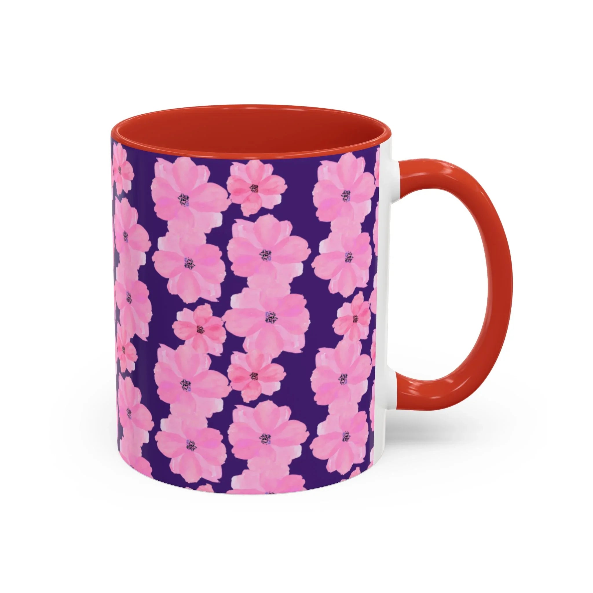 Chic Floral Coffee Mug - Pink Blossoms on Dark Background - RizQ Life 