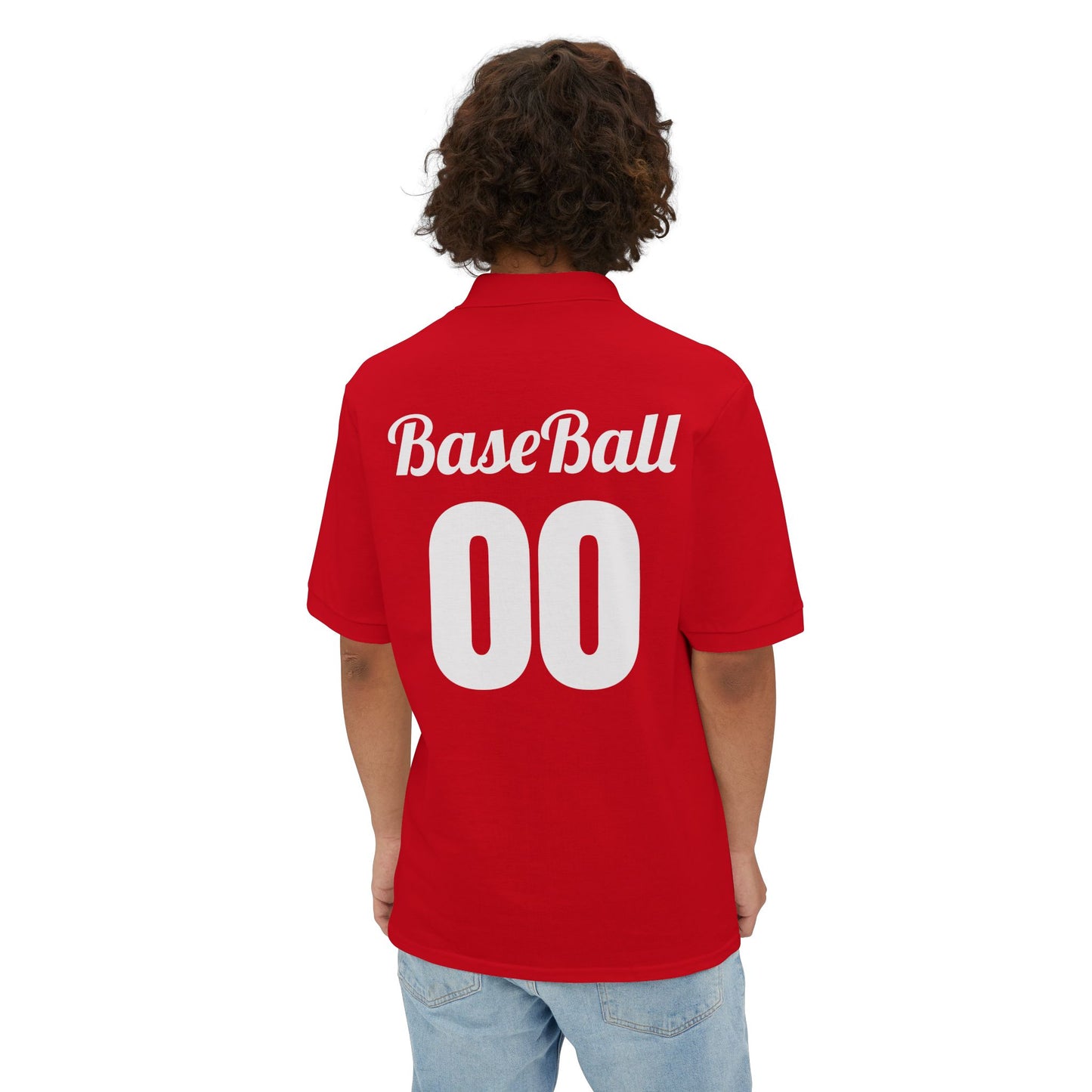 Men's Baseball Polo - Graphic Bat and Ball Design