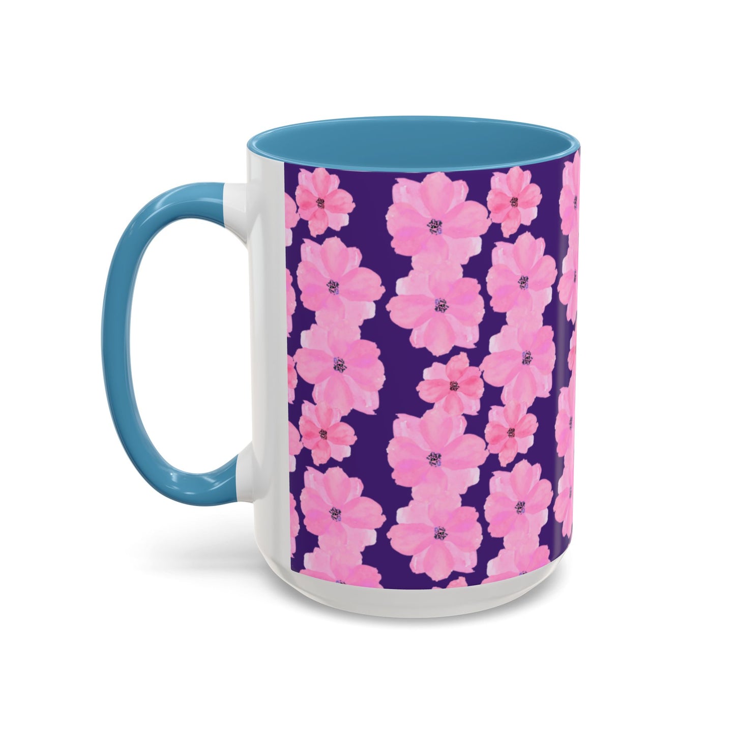 Chic Floral Coffee Mug - Pink Blossoms on Dark Background