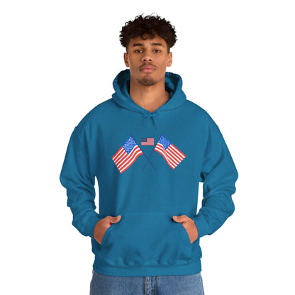 Men's Patriotic Hoodie - Double American Flag Graphic