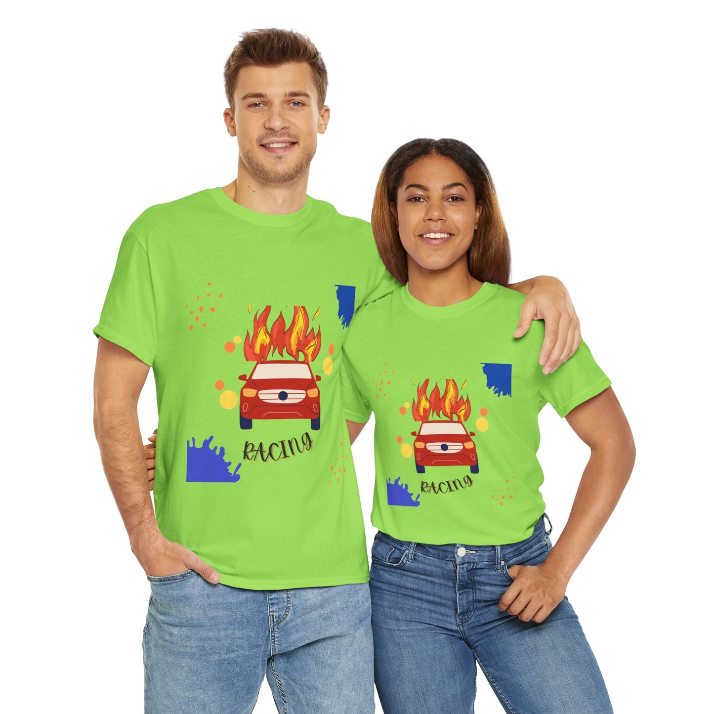 Unisex Racing Graphic T-Shirt – Heavy Cotton Car Racing Tee for Men & Women, Casual Motorsport Fan Shirt, Short Sleeve Top, Sizes S-5XL