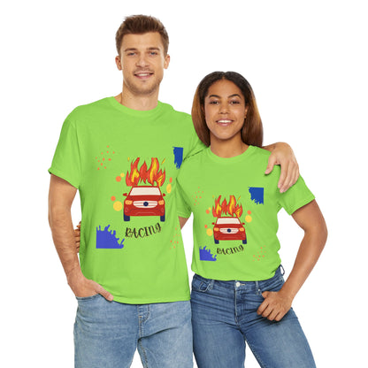 Unisex Racing Graphic T-Shirt – Heavy Cotton Car Racing Tee for Men & Women, Casual Motorsport Fan Shirt, Short Sleeve Top, Sizes S-5XL