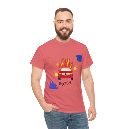 Unisex Racing Graphic T-Shirt – Heavy Cotton Car Racing Tee for Men & Women, Casual Motorsport Fan Shirt, Short Sleeve Top, Sizes S-5XL