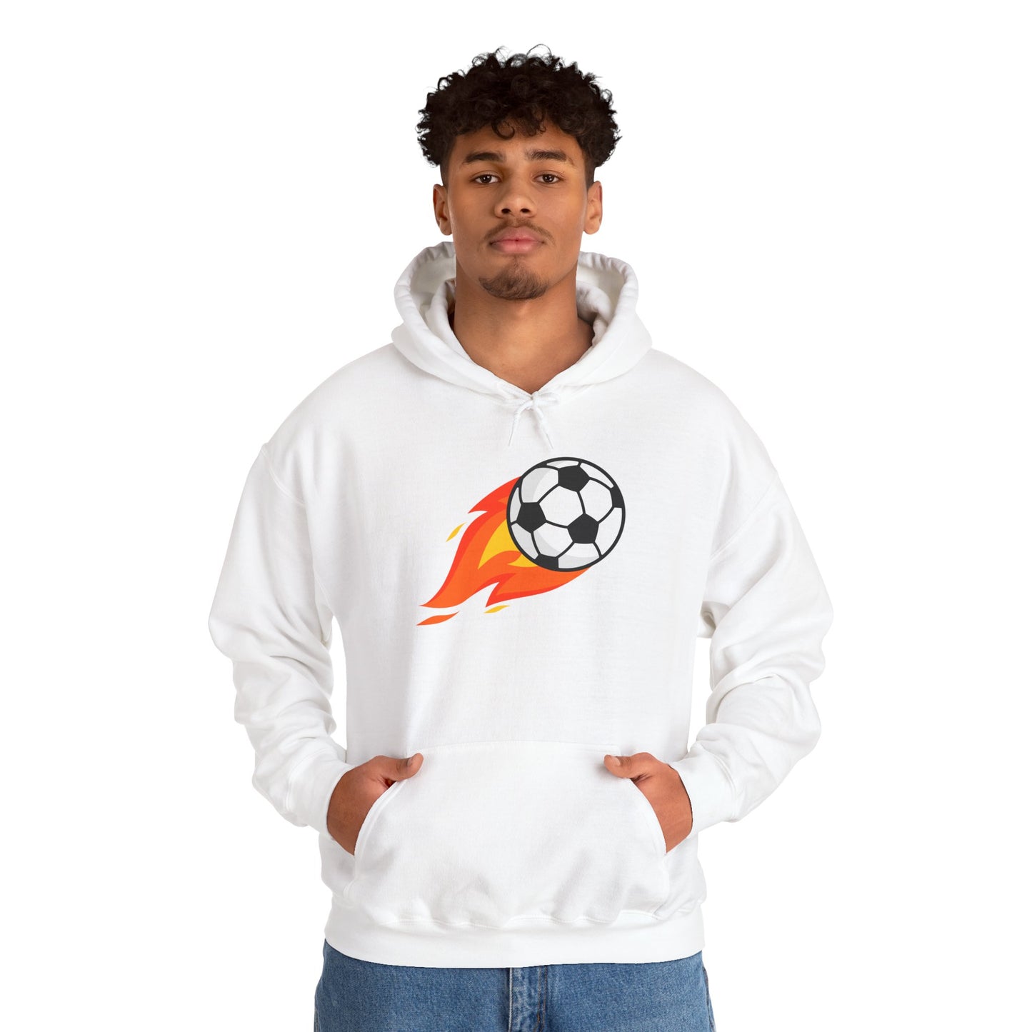 Soccer Fire Ball Hoodie - Men's Heavy Blend Hooded Sweatshirt