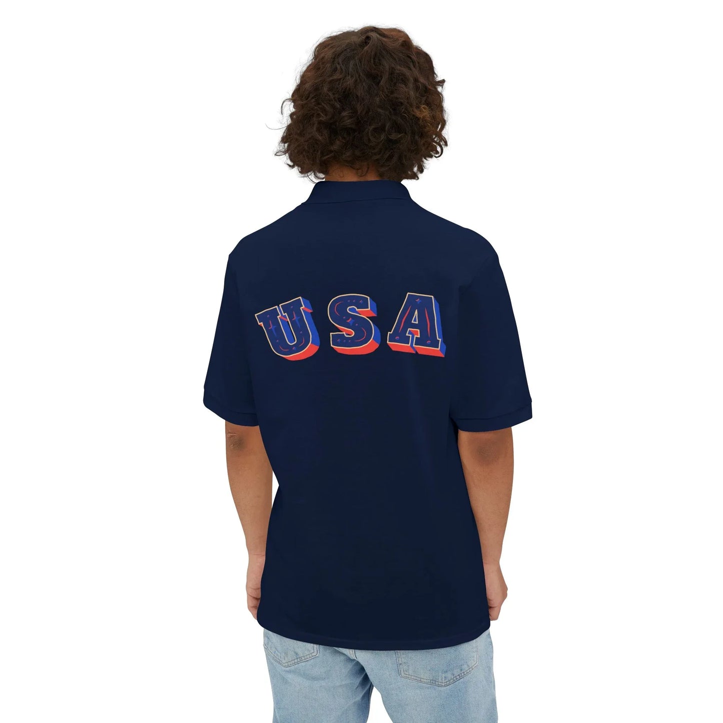 Men's USA Flag Piqué Polo Shirt - Patriotic Design - RizQ Life 