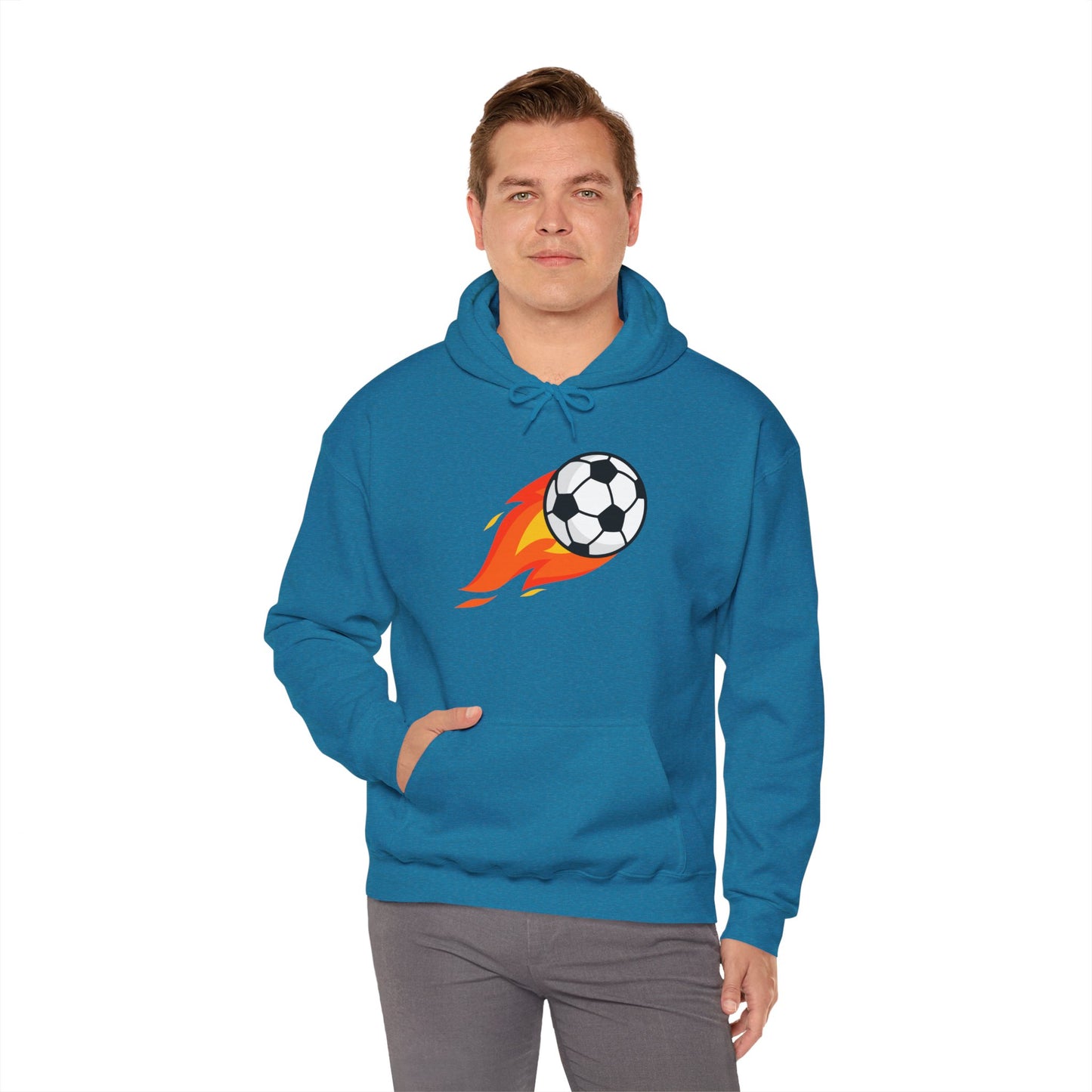 Soccer Fire Ball Hoodie - Men's Heavy Blend Hooded Sweatshirt