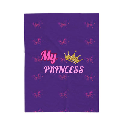 My Princess Velveteen Plush Blanket | Cozy Gift for Kids, Birthday Present, Nursery Decor, Butterfly Blanket, Soft Warm Blanket