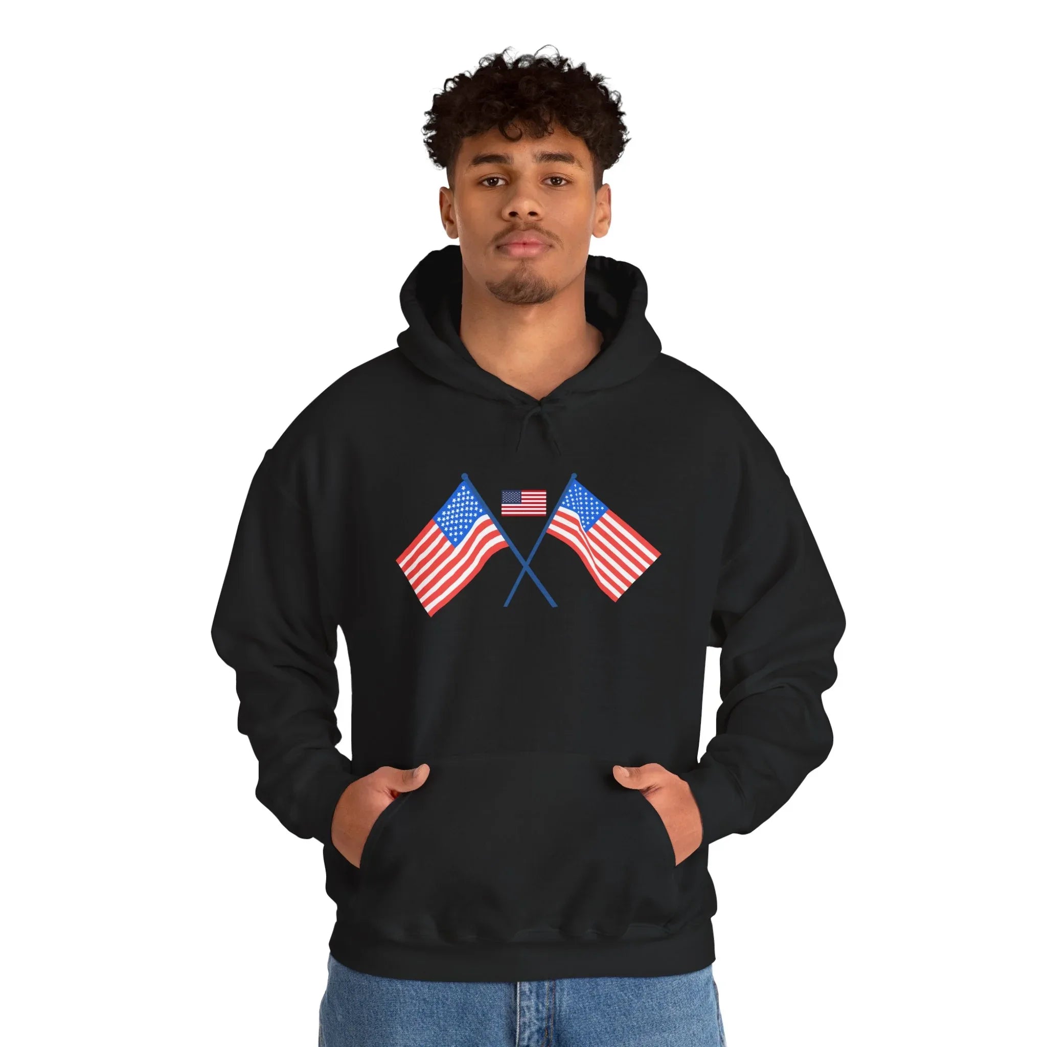 Men's Patriotic Hoodie - Double American Flag Graphic - RizQ Life 