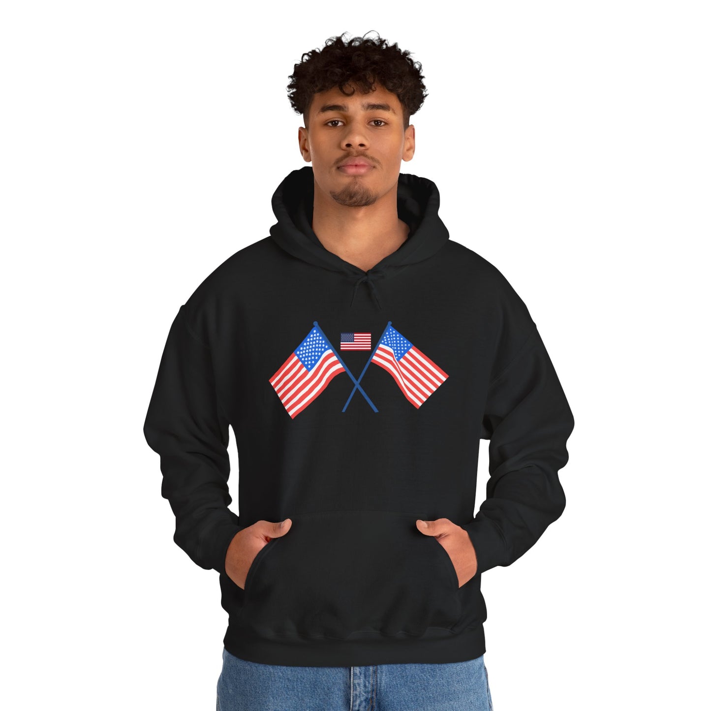 Men's Patriotic Hoodie - Double American Flag Graphic