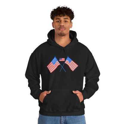 Men's Patriotic Hoodie - Double American Flag Graphic