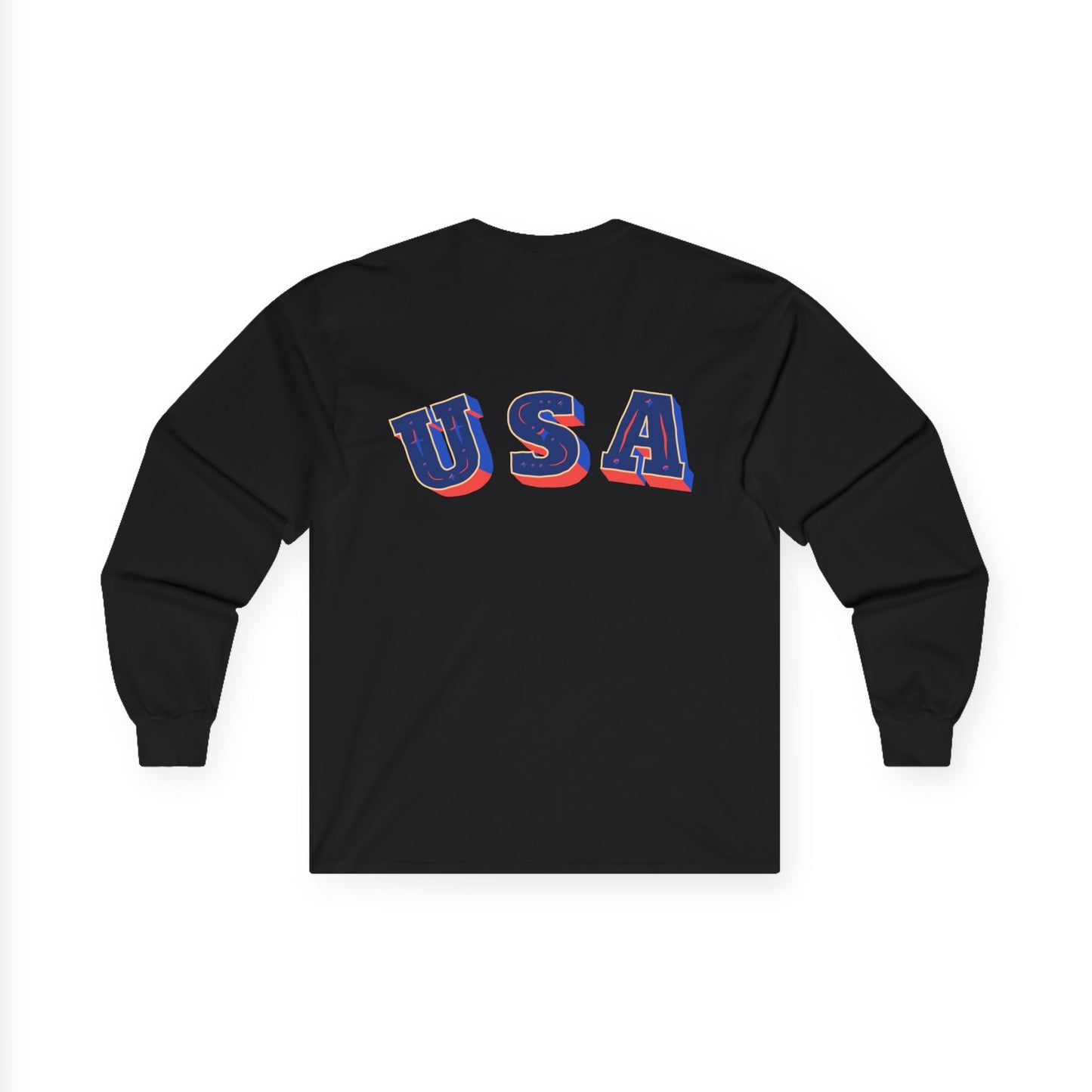 Patriotic Long Sleeve Tee - USA Flag Design
