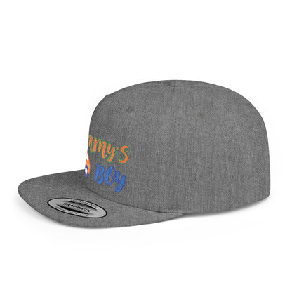 Mommy's Boy Flat Bill Snapback Cap – adjustable, stylish, and perfect for men, teens and even kids. Ideal casual hat or streetwear gift.