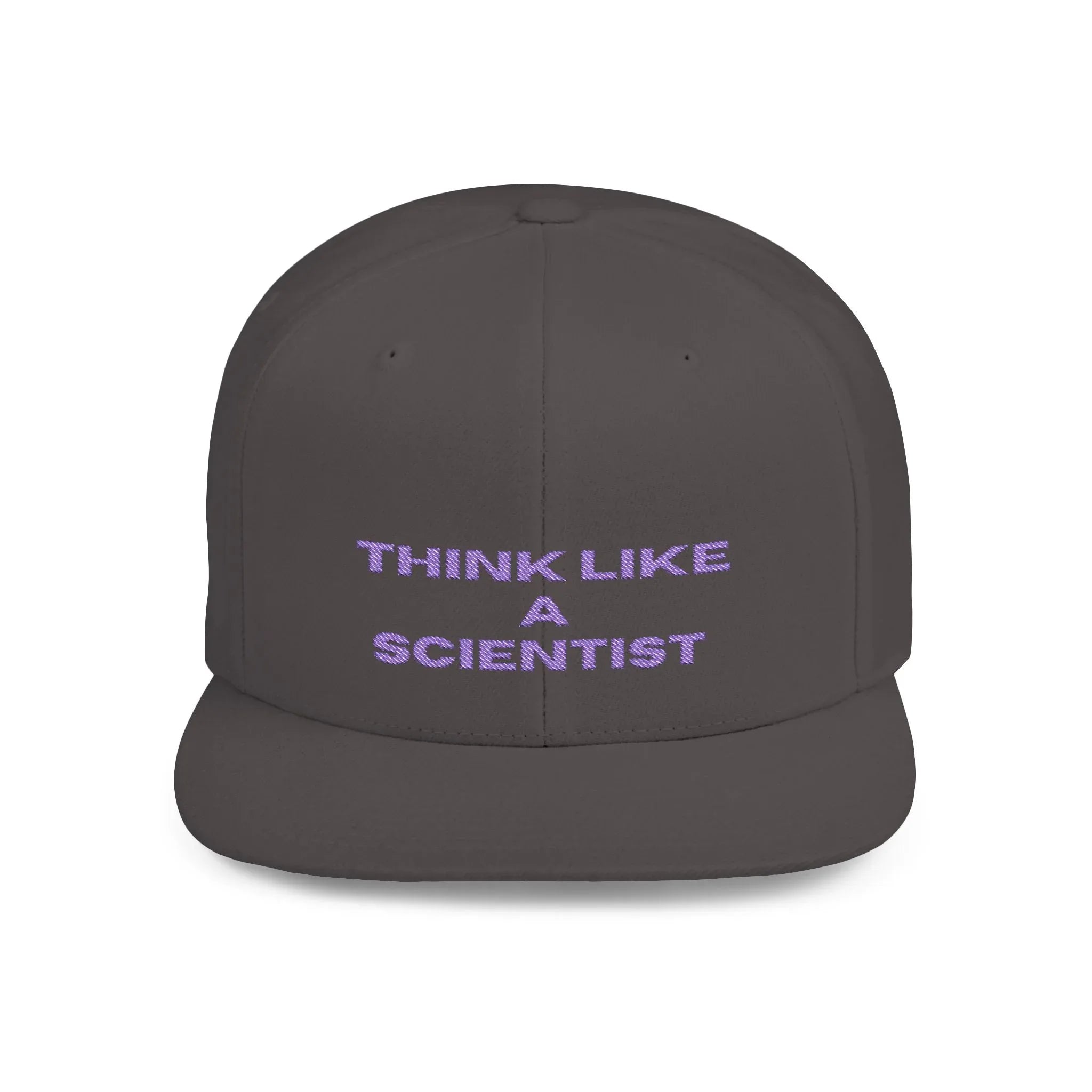Think Like A Scientist Snapback Cap – Trendy flat bill hat for science lovers, STEM enthusiasts, and geeky gifts. Perfect for casual wear & conventions. - RizQ Life 