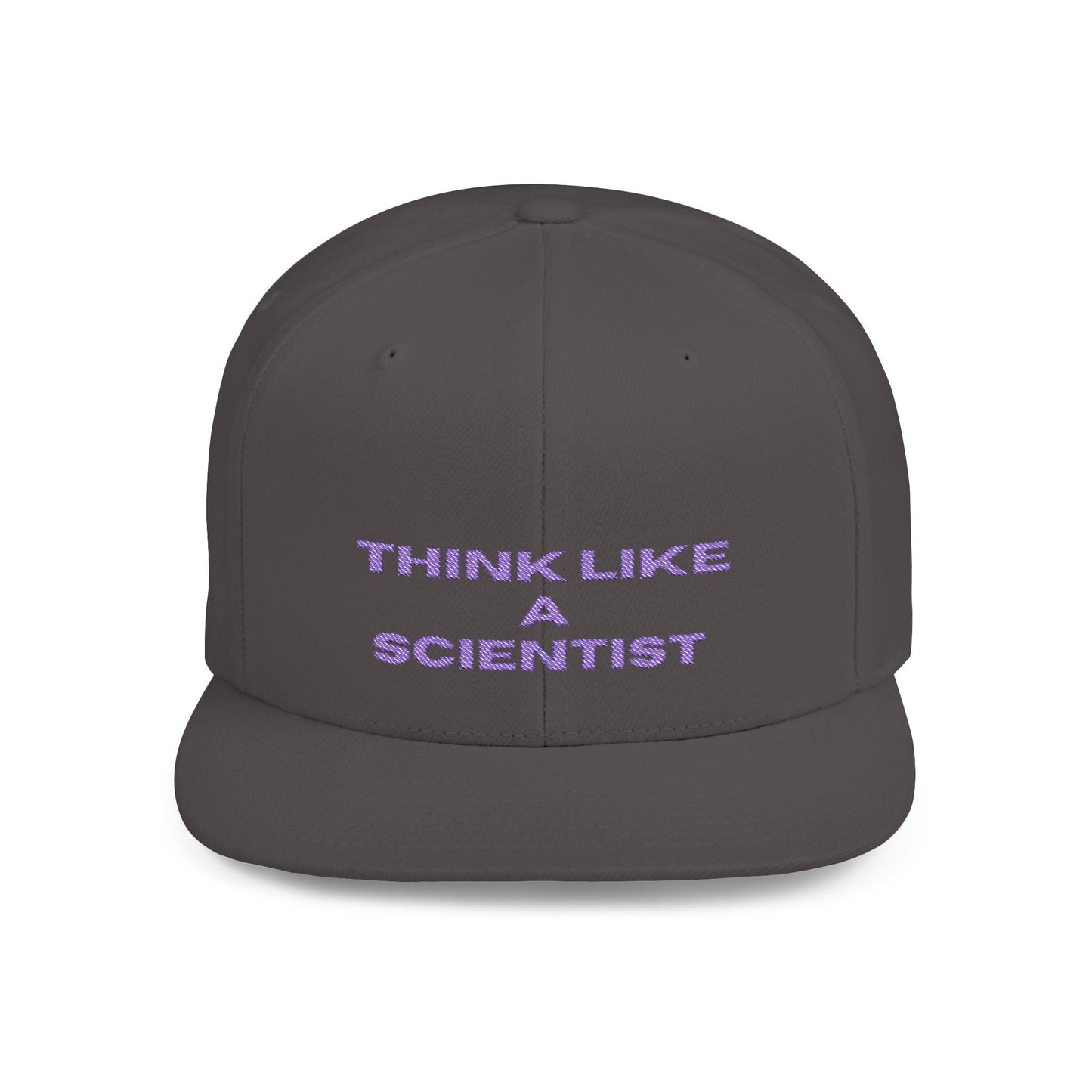 Think Like A Scientist Snapback Cap – Trendy flat bill hat for science lovers, STEM enthusiasts, and geeky gifts. Perfect for casual wear & conventions.