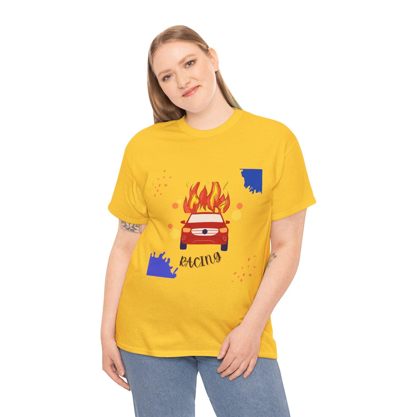 Unisex Racing Graphic T-Shirt – Heavy Cotton Car Racing Tee for Men & Women, Casual Motorsport Fan Shirt, Short Sleeve Top, Sizes S-5XL