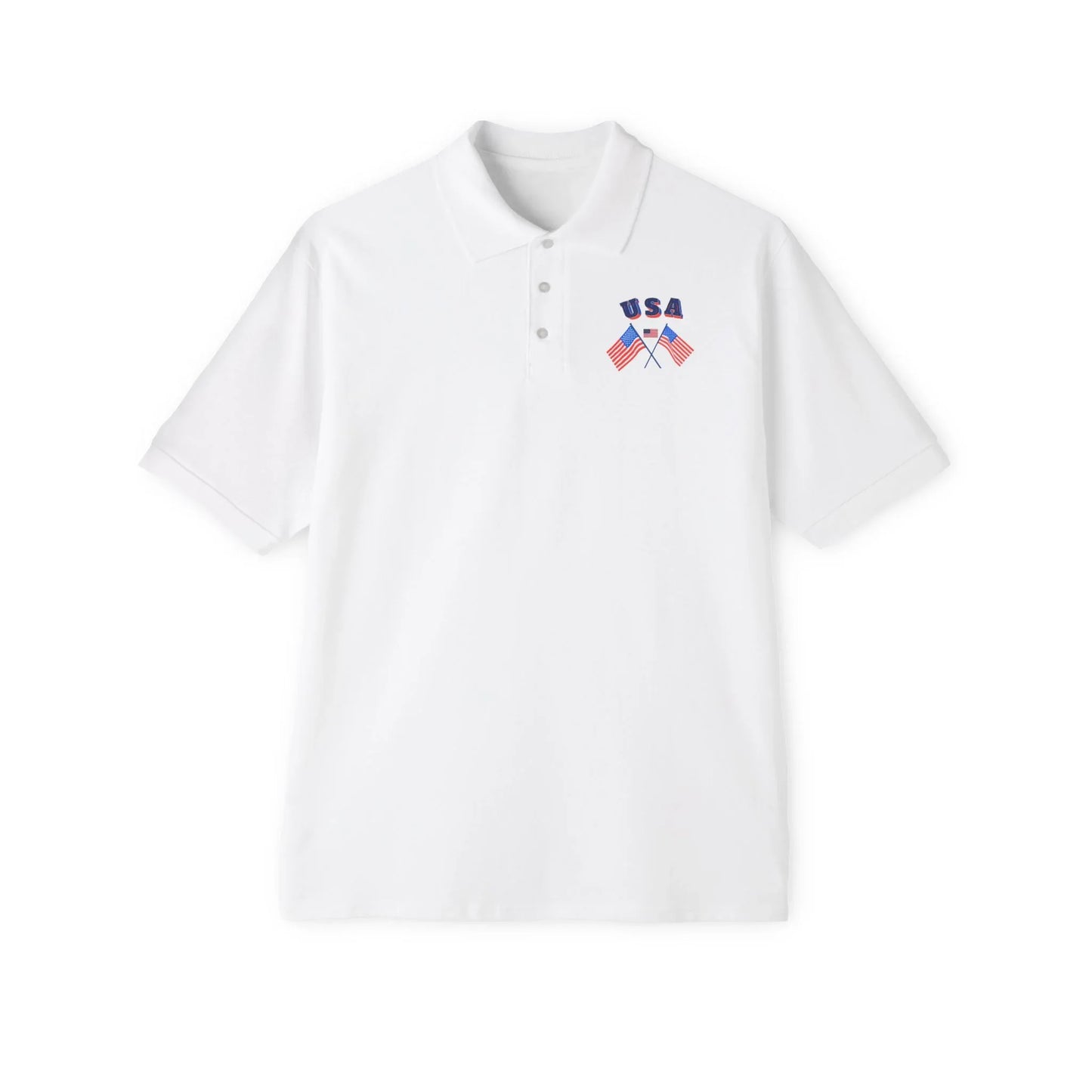 Patriotic men’s polo shirt with USA flag design. Cotton piqué short sleeve collared shirt, S–3XL. Perfect for 4th of July, BBQs, Father’s Day gifts. - RizQ Life 