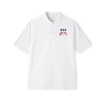 Patriotic men’s polo shirt with USA flag design. Cotton piqué short sleeve collared shirt, S–3XL. Perfect for 4th of July, BBQs, Father’s Day gifts. - RizQ Life 