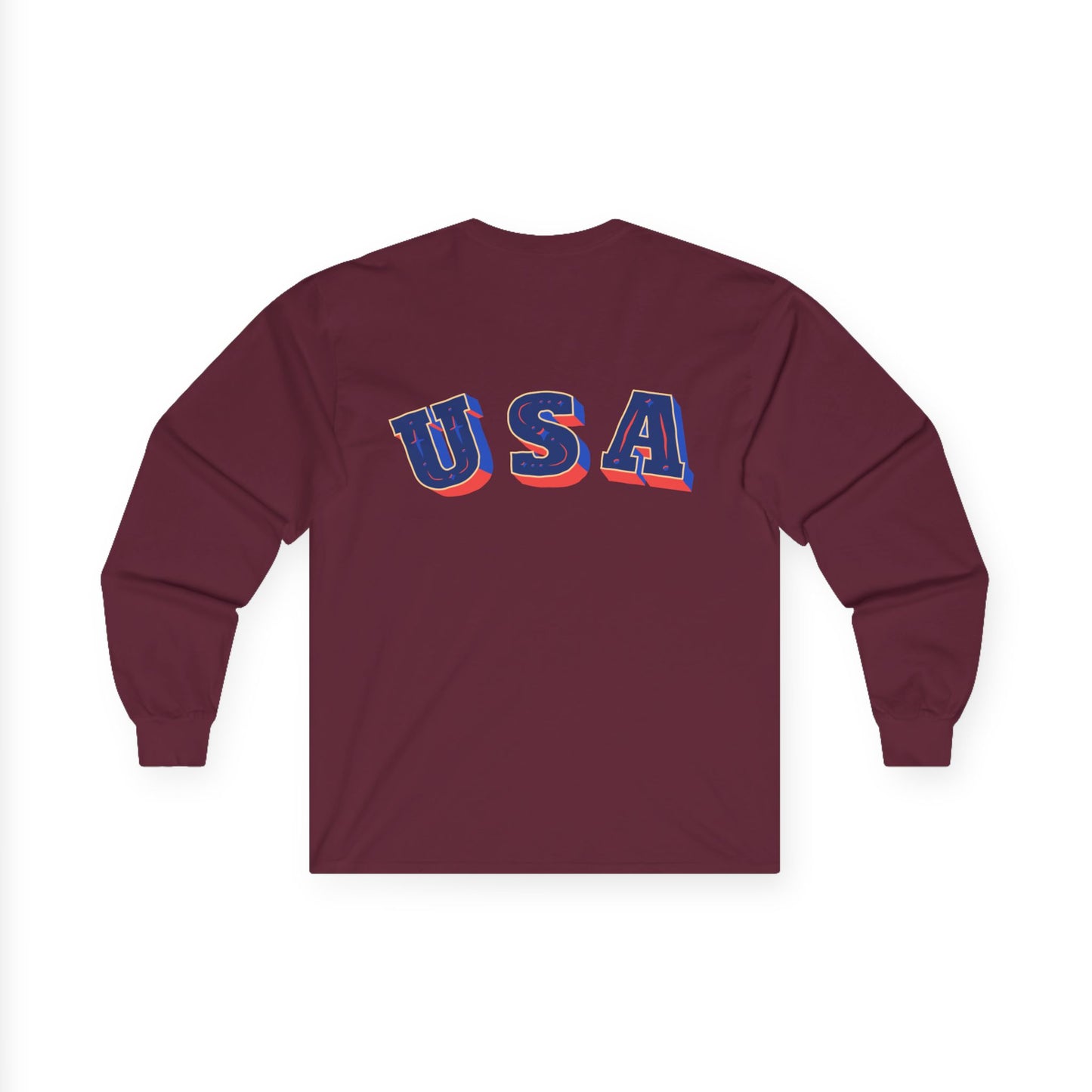 Patriotic Long Sleeve Tee - USA Flag Design