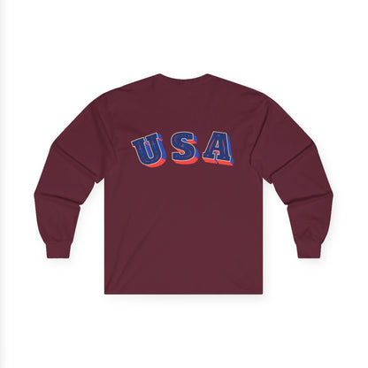 Patriotic Long Sleeve Tee - USA Flag Design