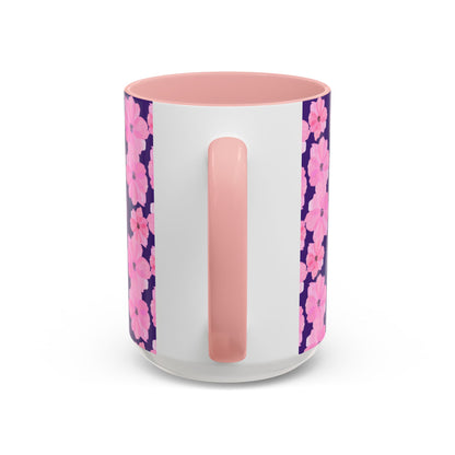 Chic Floral Coffee Mug - Pink Blossoms on Dark Background