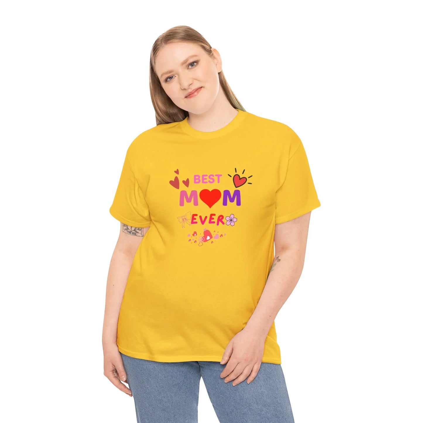 Best Mom Ever Mother’s Day T-Shirt - Aesthetic Heart & Bow Graphic Tee