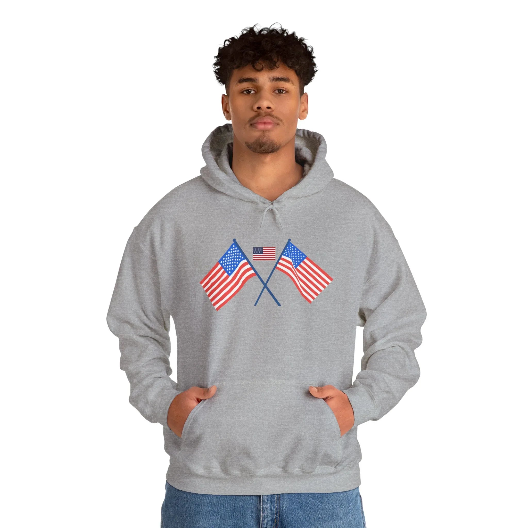 Men's Patriotic Hoodie - Double American Flag Graphic - RizQ Life 