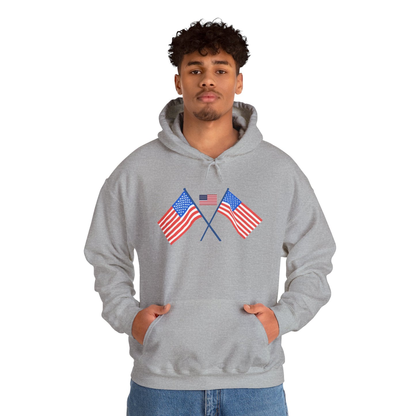Men's Patriotic Hoodie - Double American Flag Graphic