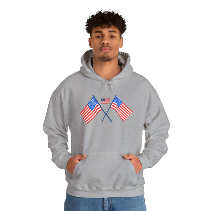 Men's Patriotic Hoodie - Double American Flag Graphic