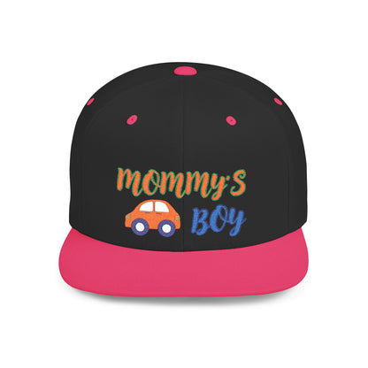 Mommy's Boy Flat Bill Snapback Cap – adjustable, stylish, and perfect for men, teens and even kids. Ideal casual hat or streetwear gift.