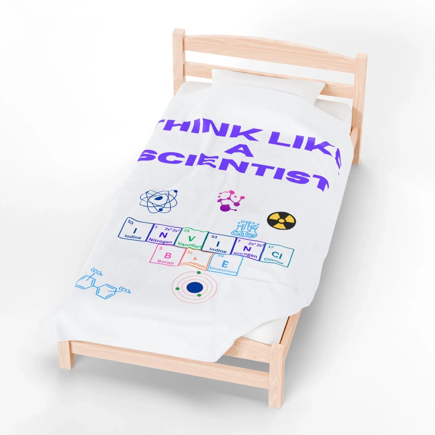 Think Like a Scientist Velveteen Plush Blanket - Cozy Gift for Science Lovers, Educational Decor, Science Theme, Home Comfort, [...] - RizQ Life 