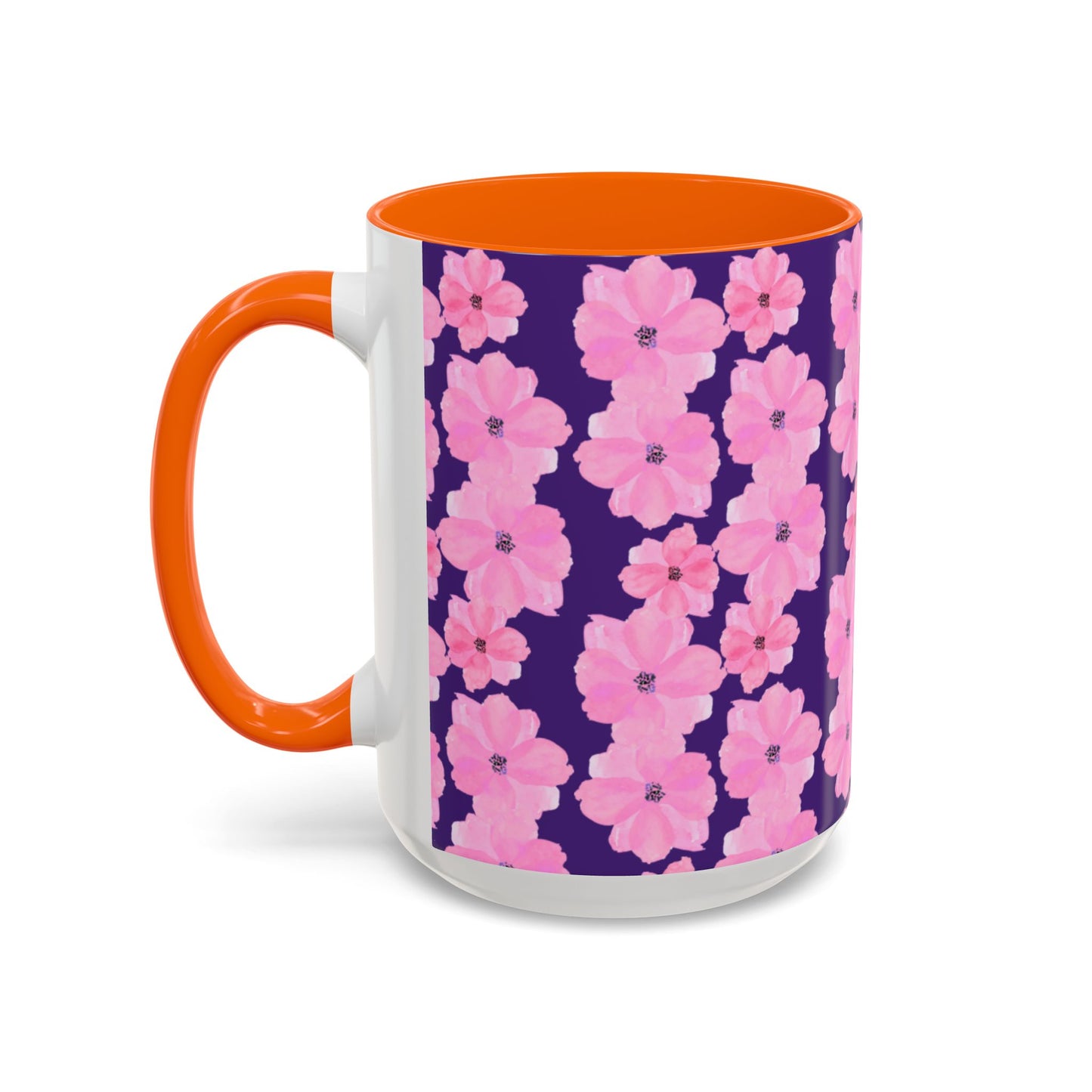 Chic Floral Coffee Mug - Pink Blossoms on Dark Background