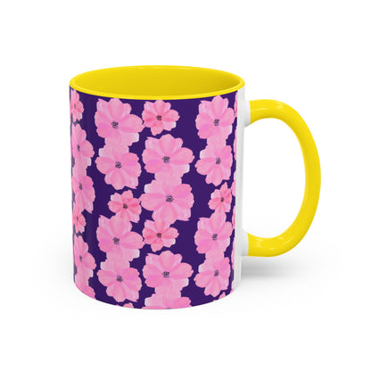 Chic Floral Coffee Mug - Pink Blossoms on Dark Background