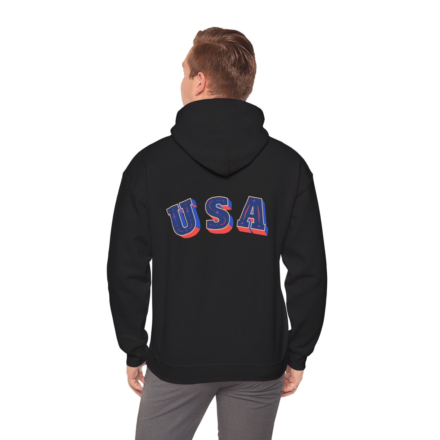 Men's Patriotic Hoodie - Double American Flag Graphic