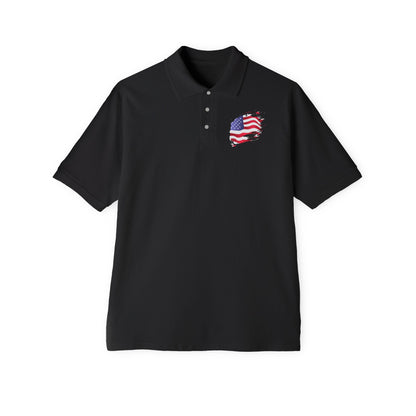 Polo Shirt with American Flag Emblem - Casual Comfort for Every Occasion