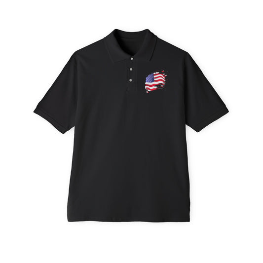 Polo Shirt with American Flag Emblem - Casual Comfort for Every Occasion