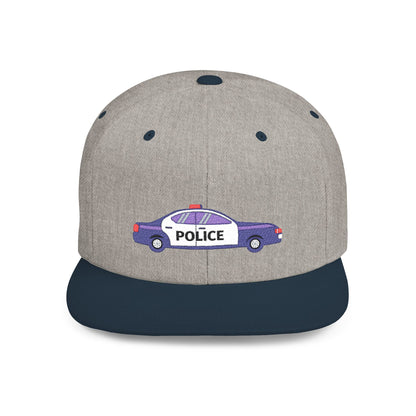 Shop the Police Car Snapback Cap – adjustable streetwear hat for adults, perfect car enthusiast gift and urban fashion accessory.
