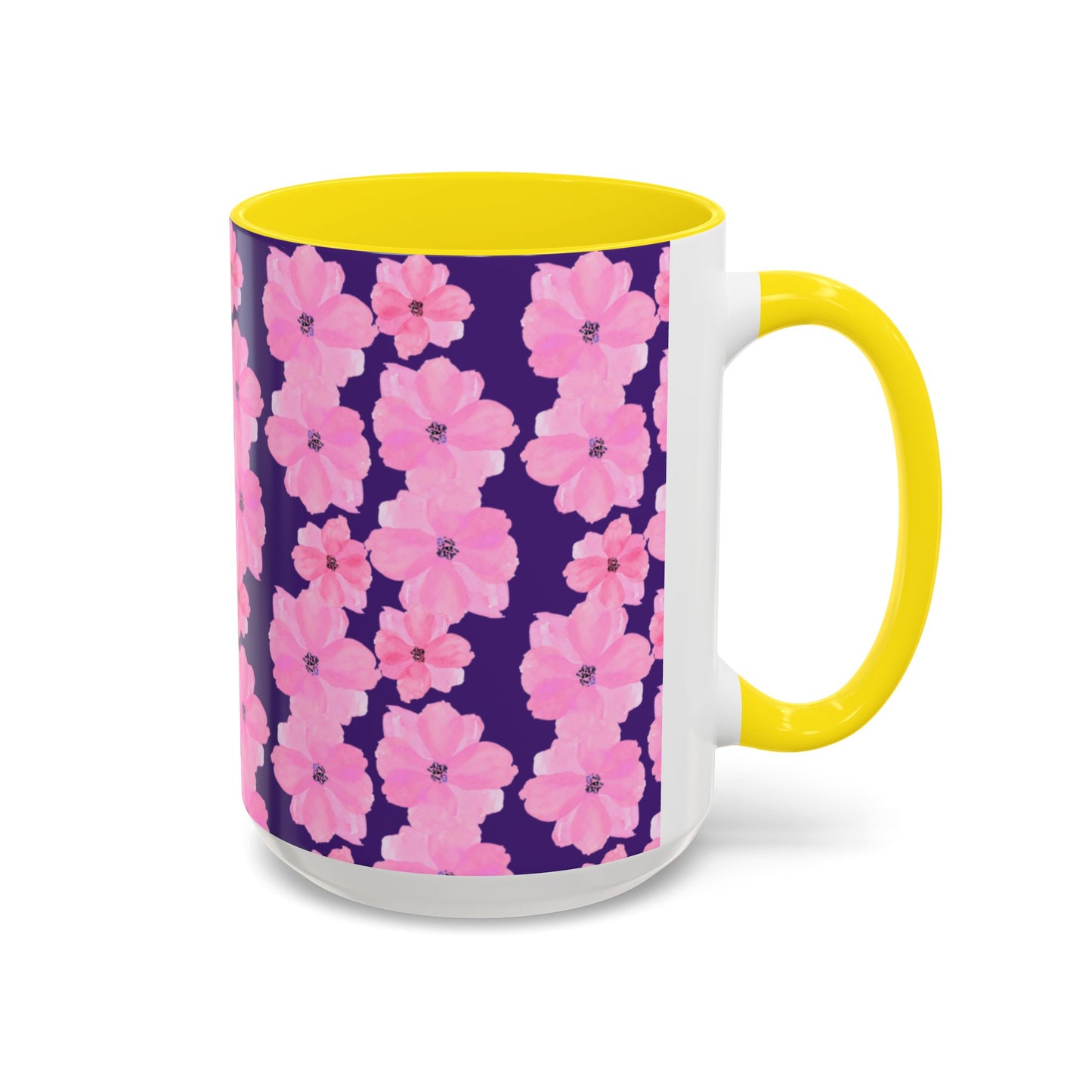 Chic Floral Coffee Mug - Pink Blossoms on Dark Background