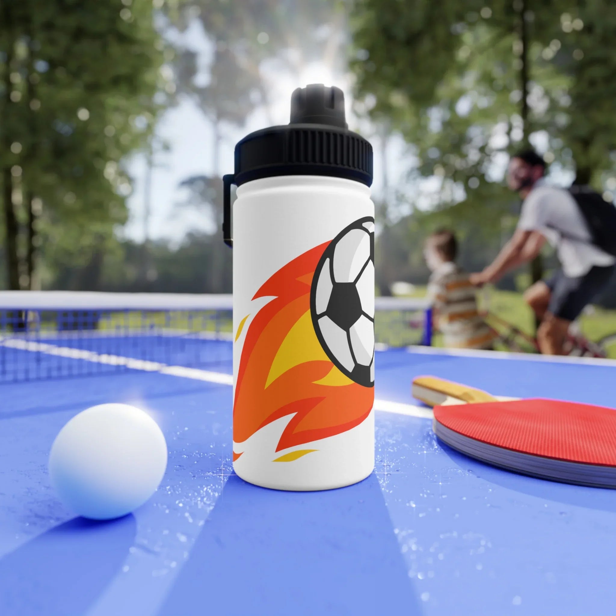 Soccer Fire Ball Stainless Steel Water Bottle – Insulated Sports Bottle - RizQ Life 