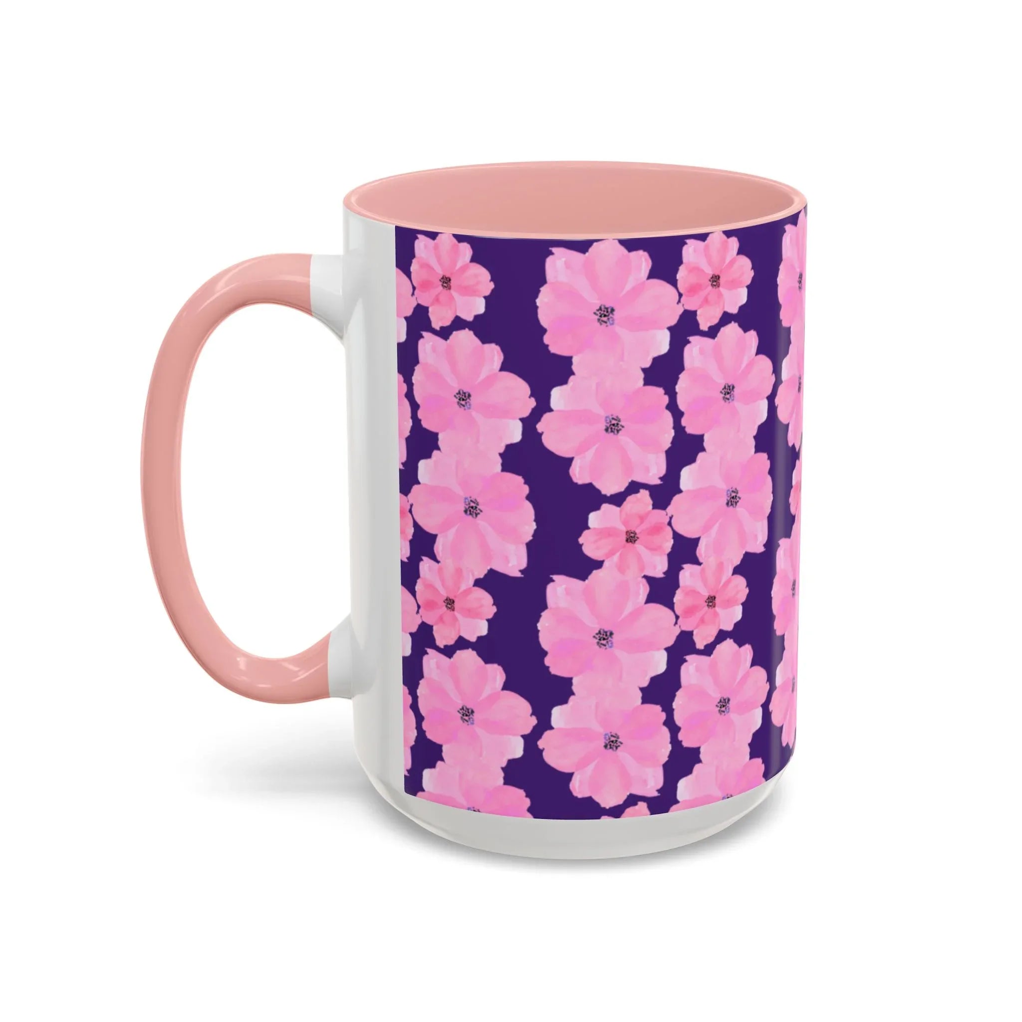 Chic Floral Coffee Mug - Pink Blossoms on Dark Background - RizQ Life 