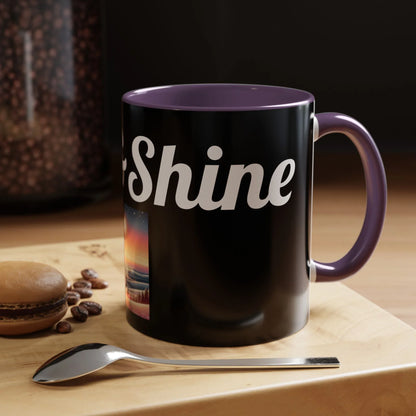 Rise & Shine Accent Coffee Mug - Motivational Black Mug for Morning Boost - RizQ Life 