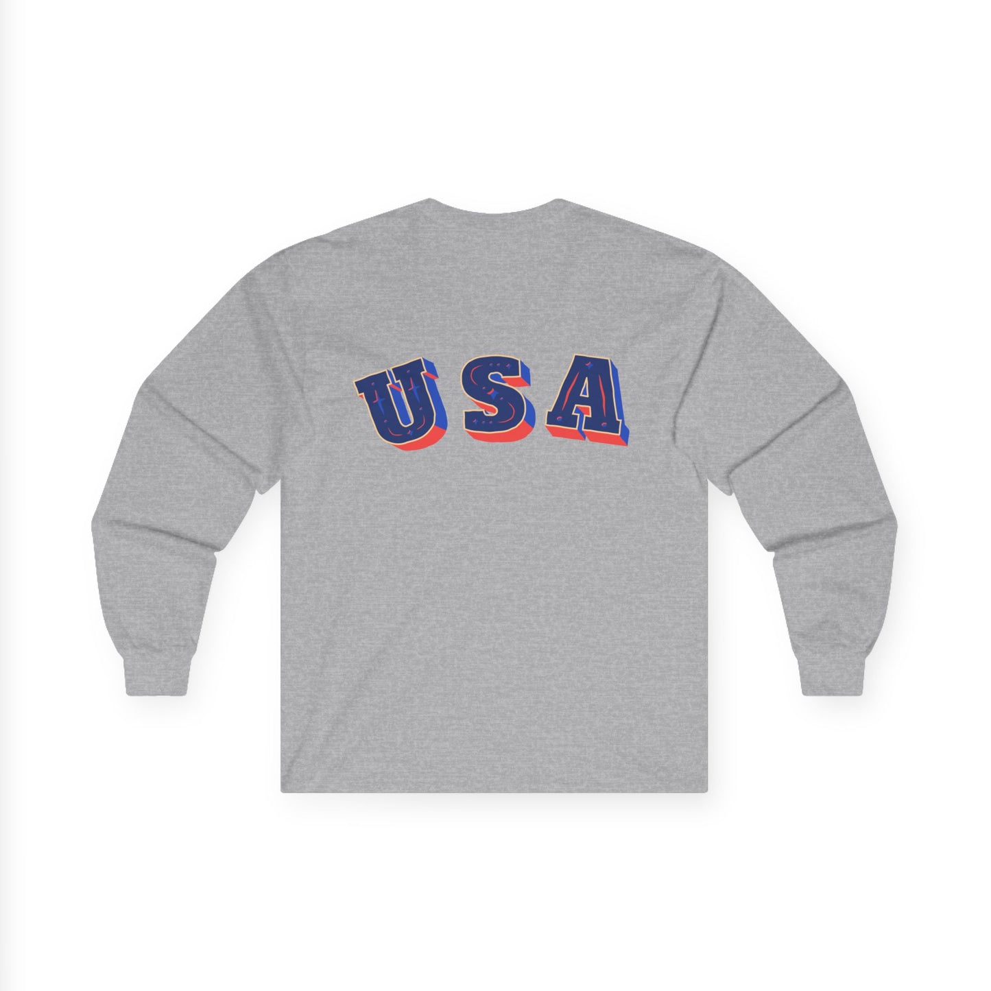 Patriotic Long Sleeve Tee - USA Flag Design