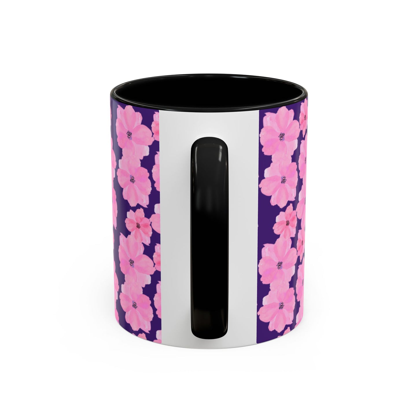 Chic Floral Coffee Mug - Pink Blossoms on Dark Background
