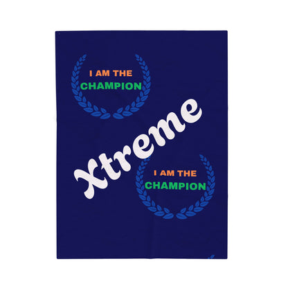 Champion Velveteen Plush Blanket - Cozy, Motivational Gift for Sports Lovers, Home Decor, Couch Throw, Perfect for Celebrations