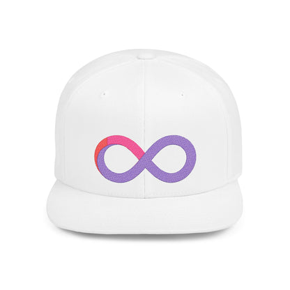 పెద్దల కోసం అనంతమైన ట్రెండీ ఫ్లాట్ బిల్ స్నాప్‌బ్యాక్ క్యాప్. క్లాసిక్ గ్రీన్ అండర్‌వైజర్‌తో సర్దుబాటు చేయగల, మన్నికైన మరియు స్టైలిష్. పుట్టినరోజులు మరియు సాధారణ దుస్తులకు సరైన బహుమతి.