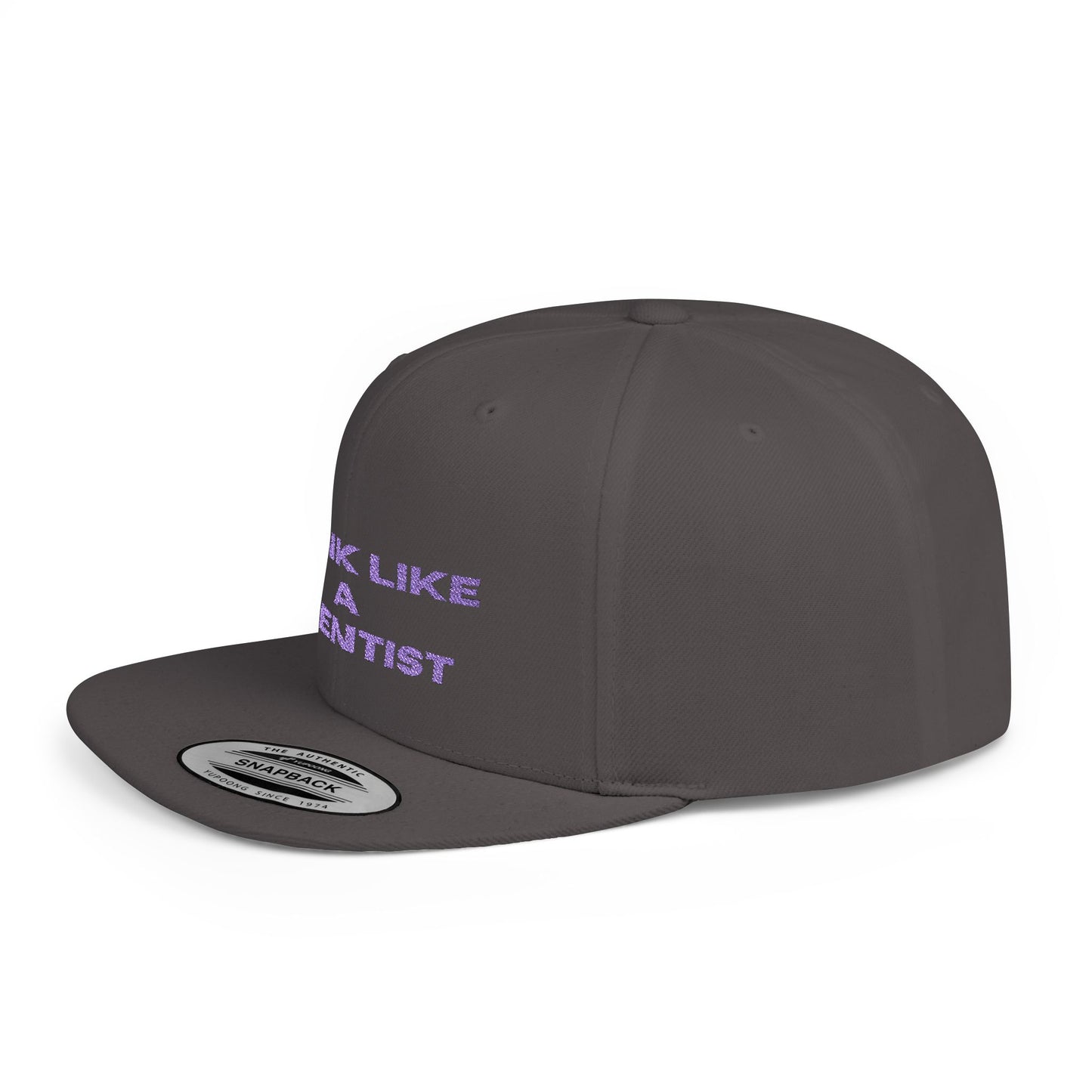Think Like A Scientist Snapback Cap – Trendy flat bill hat for science lovers, STEM enthusiasts, and geeky gifts. Perfect for casual wear & conventions.