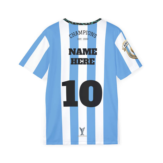 Custom Argentina World Champions Jersey 2024 – Personalized Name & Number – Limited Edition Sky Blue & White Football Kit