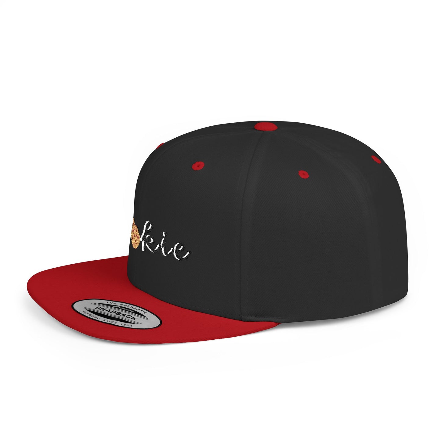 Trendy Cookie Flat Bill Snapback Cap – Adjustable, stylish hat for cookie lovers. Perfect gift for adults, birthdays, holidays, and streetwear fashion.